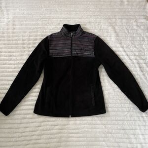 Fila Sport Jacket Women's S Fleece Black Aztec Stripe Full Zip Coat Activewear